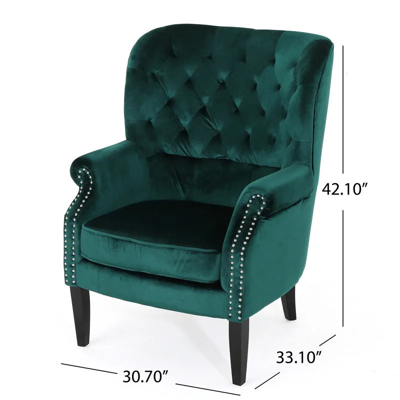 Wing Chair: 30.7'' Wide Tufted Velvet Wingback Chair