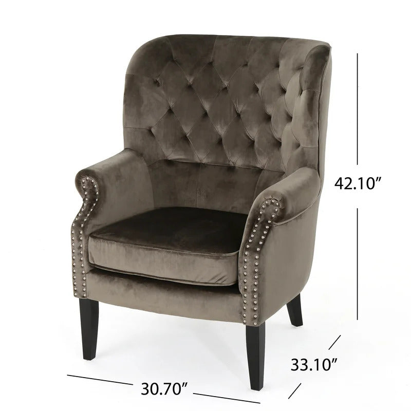 Wing Chair: 30.7'' Wide Tufted Velvet Wingback Chair