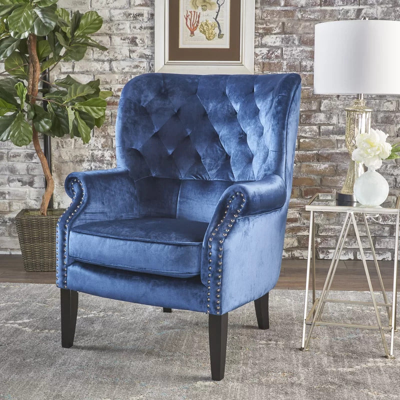 Wing Chair: 30.7'' Wide Tufted Velvet Wingback Chair