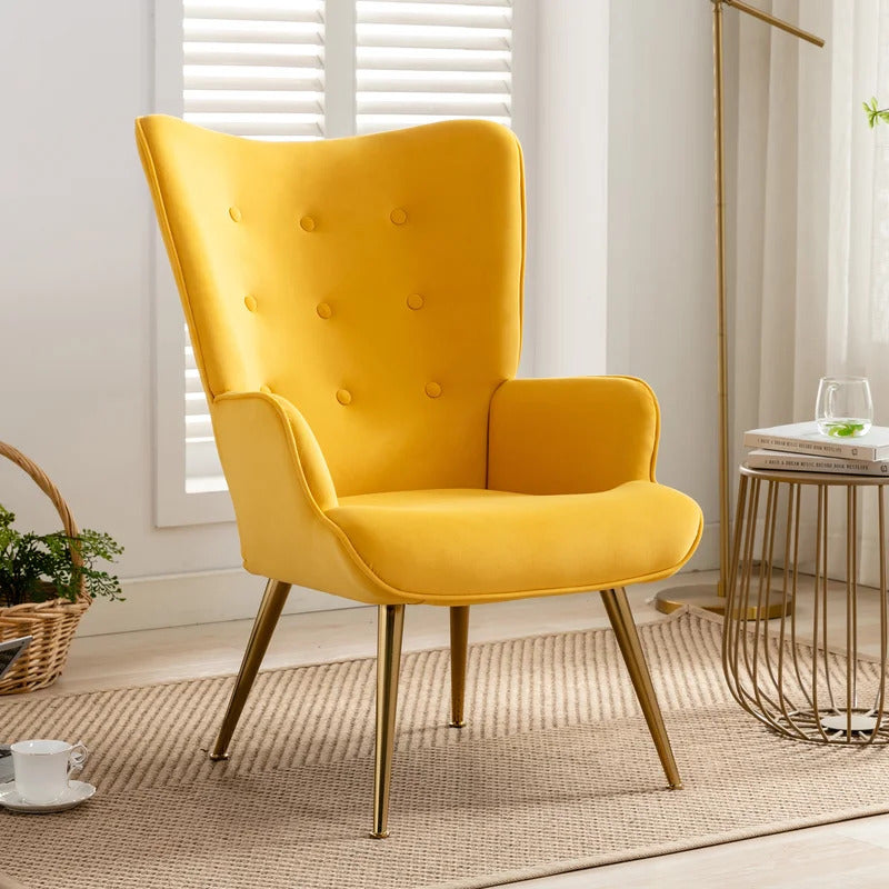 Yellow velvet deals wingback chair