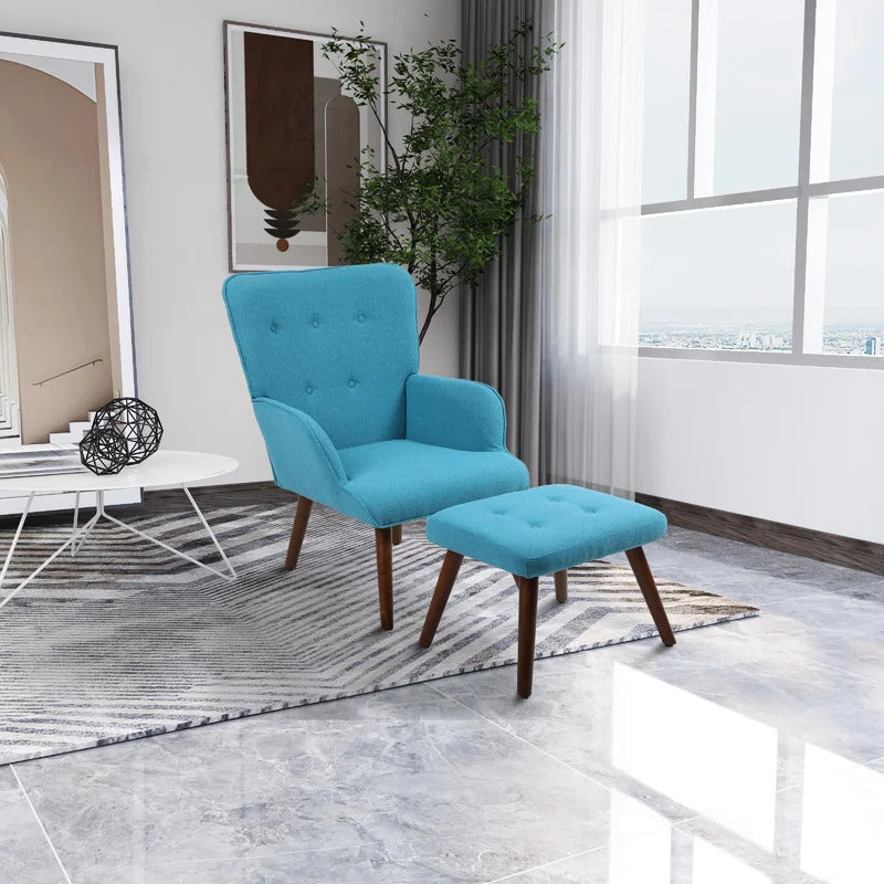 Wing Chair: Matun 27.2'' Wide Tufted Wingback Chair and Ottoman