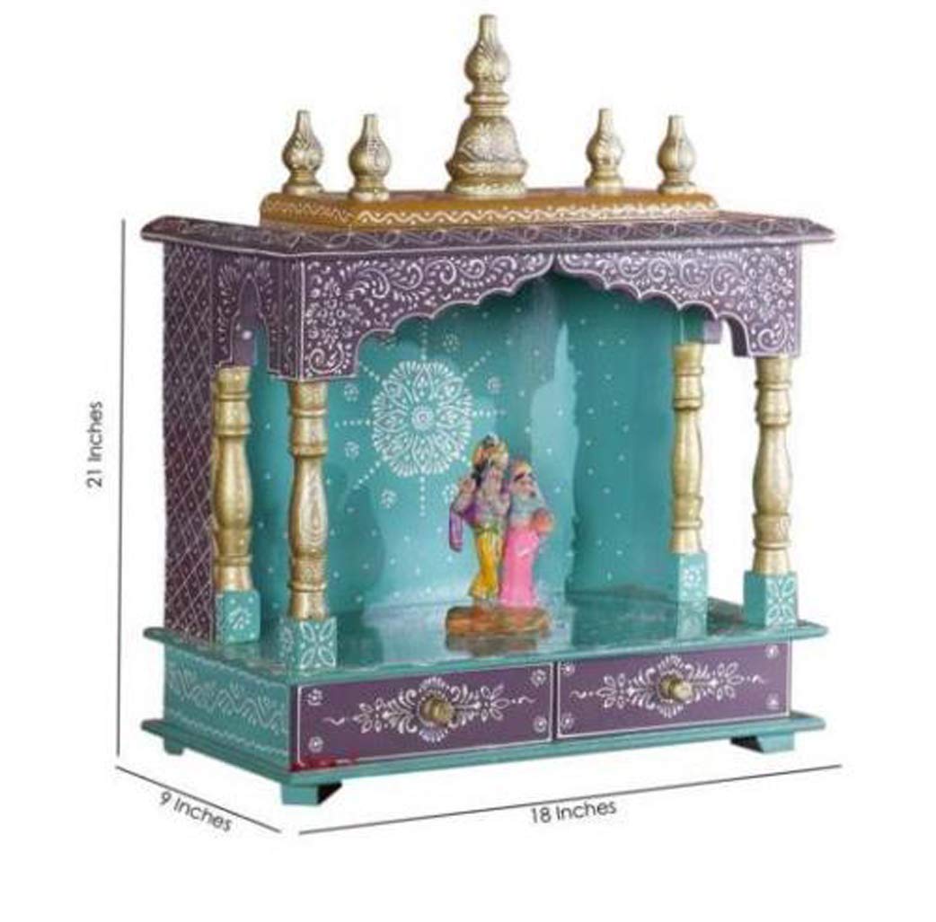 Wood Home Temple (9 X 18 X 21 Inch, Multicolour) Visit the Home and Bazaar Store
