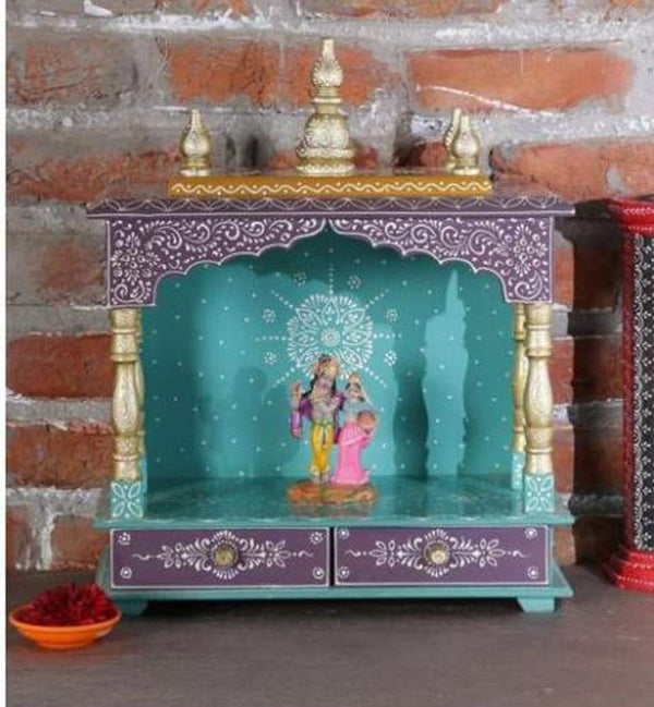 Wood Home Temple (9 X 18 X 21 Inch, Multicolour) Visit the Home and Bazaar Store