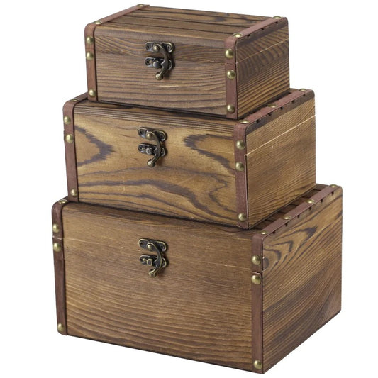 Wooden Box  Solid Wood Decorative Box (Set of 3)