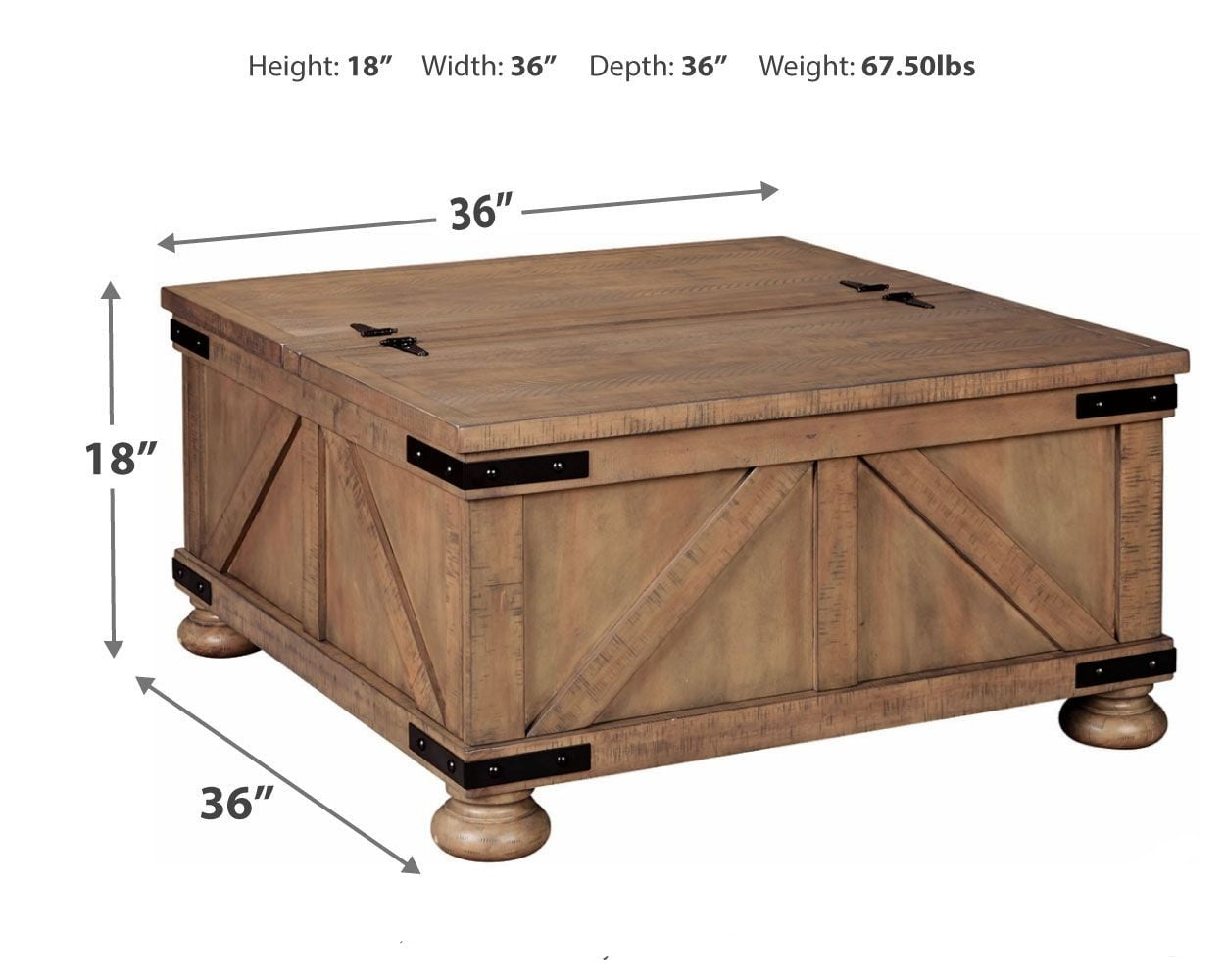 Wooden Box Top Coffee Table with Storage Box