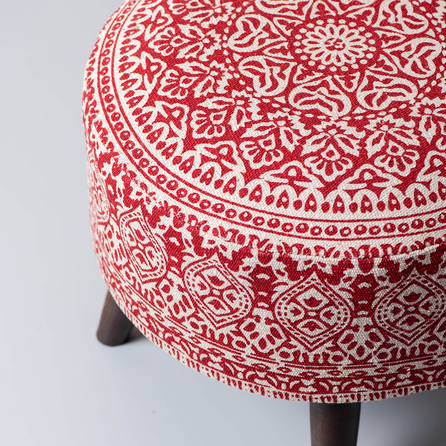 Wooden Ottomans: Classic Imprinted Ottoman (Red)
