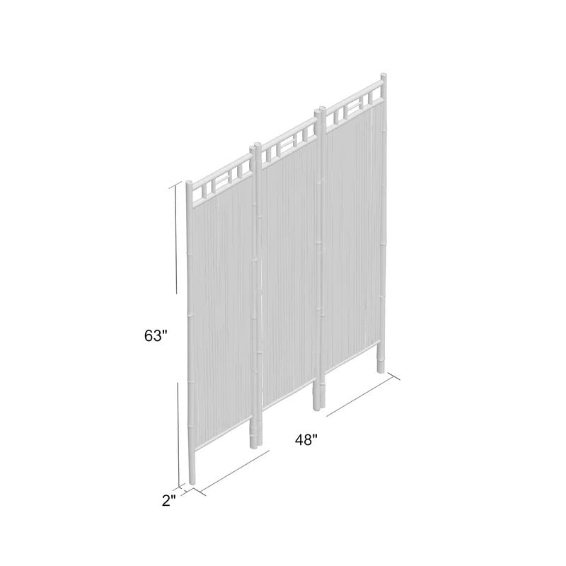 Wooden Partition: 48'' W x 63'' H 3 - Panel Bamboo/Rattan Folding Wooden Partition