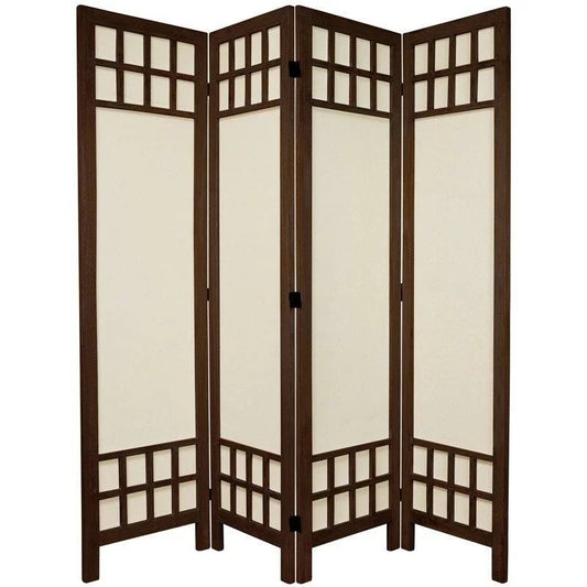Wooden Partition: 69'' W x 67'' H 4 - Panel Solid Wood Folding Wooden Partition
