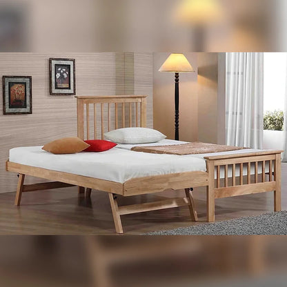 Single Bed: Wooden Single Guest Bed