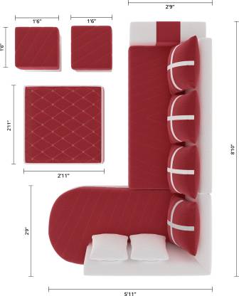L Shape Sofa Set:-  Half Leatherette Sofa Set (White & Blue)