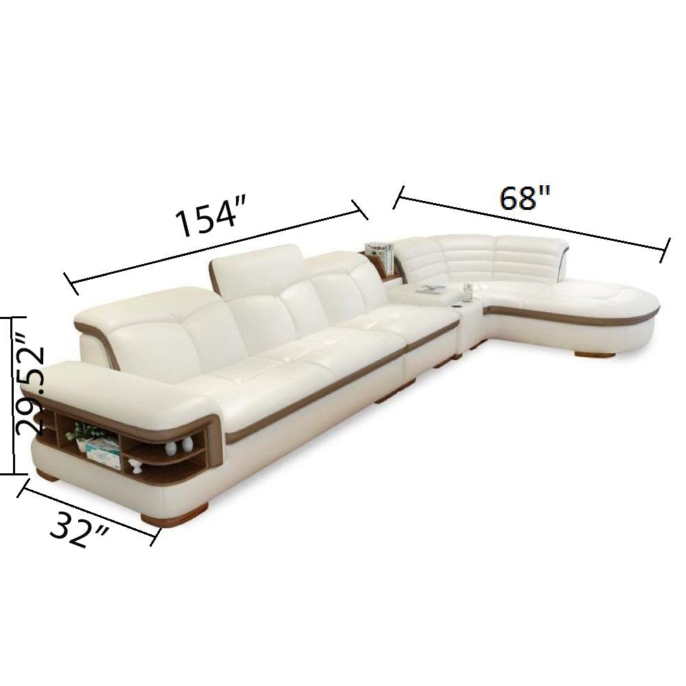 L Shape Sofa Set:- Luxury Hardwood Lounge Modern Leatherette Sofa Set (White)